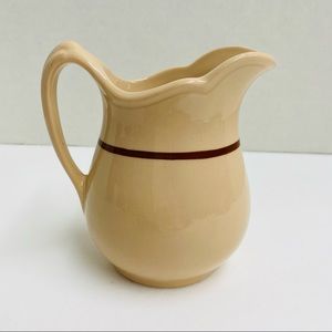 Walker China Pitcher Bedford Ohio beige with burgundy stripe Collection,5 inches